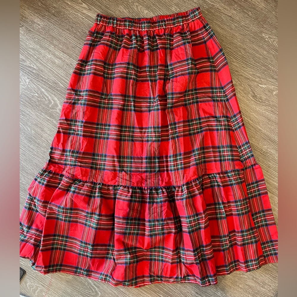 Plaid Ruffled Maxi Skirt